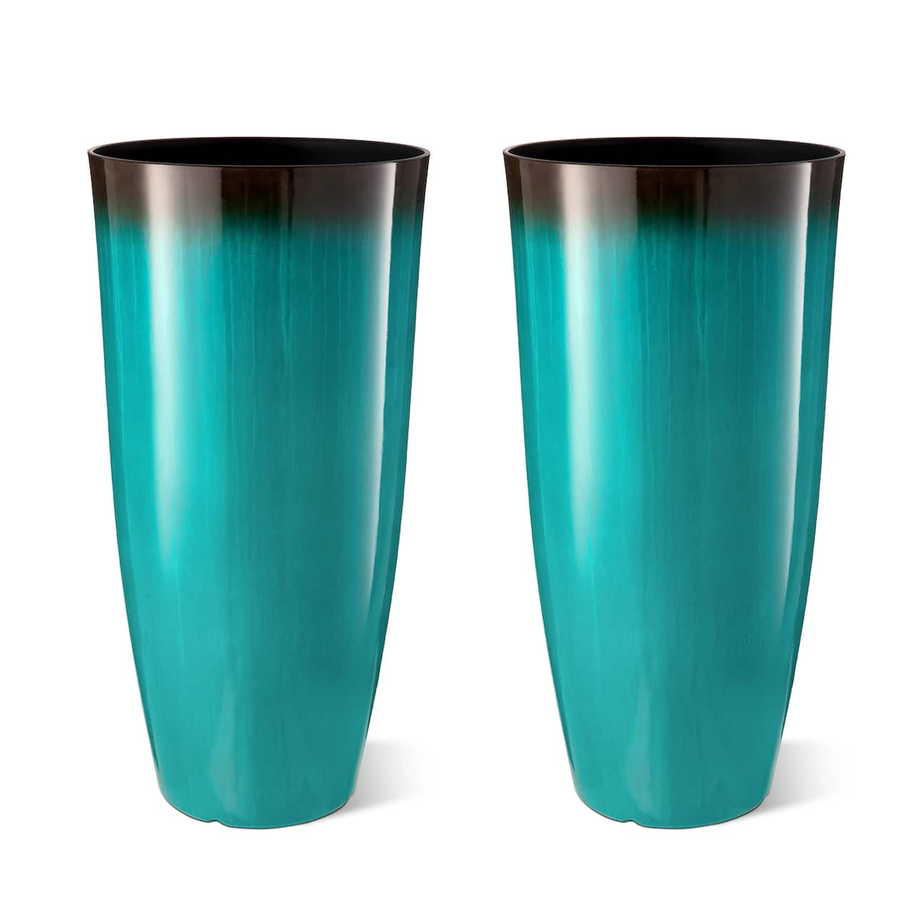 Glitzhome® Oversized Gradient Faux Ceramic Tall Plastic Planters, 2ct.